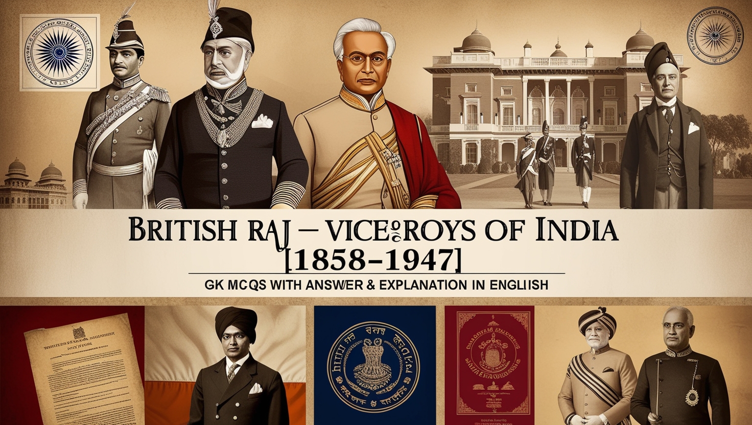 British Raj – Viceroys of India [1858-1947] GK MCQs With Answer & Explanation in English