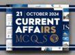 21 October 2024 Current Affairs MCQS