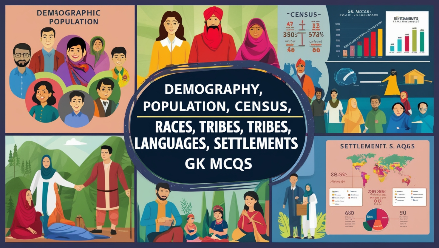 Demography, Population, Census, Races, Tribes, Languages, Settlements GK MCQs