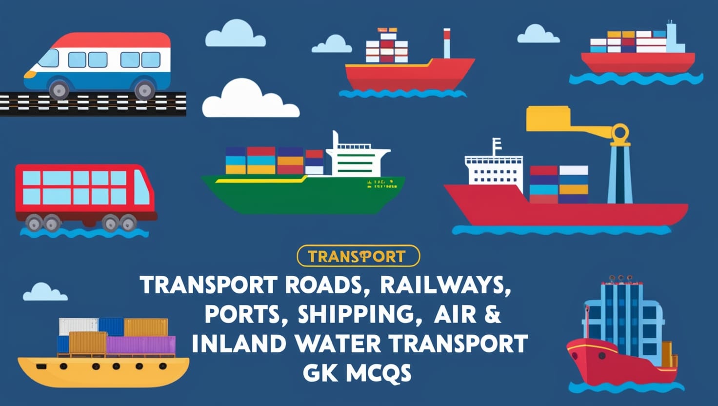 Transport Roads, Railways, Ports, Shipping, Air & Inland Water Transport GK MCQs