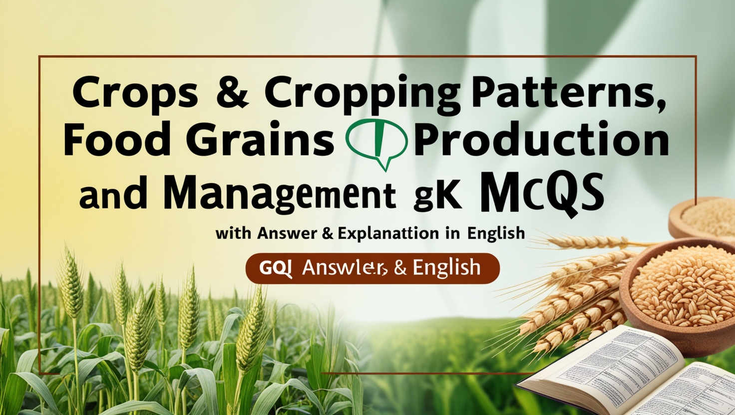 Crops & Cropping Patterns, Food grains production and Management GK MCQs